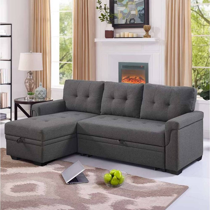 كنبة زاوية حرف L - رمادي - L-Shape Corner Sofa - Grey
