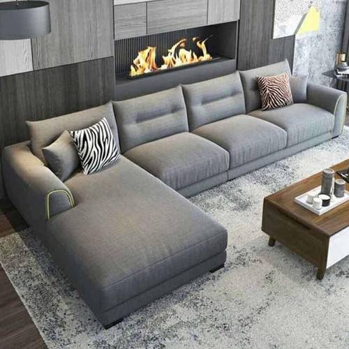 كنبة زاوية حرف L - رمادي, L-Shape Corner Sofa - Gray