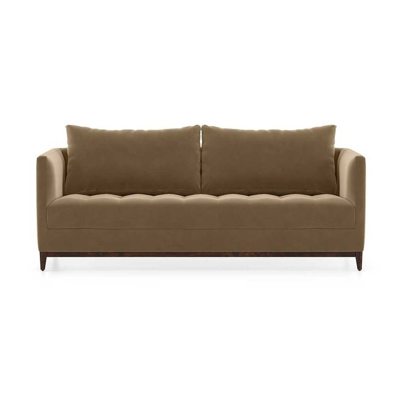 كنبة مقعدين خشب سويدي ومخمل - بيج - Two-Seater Sofa Swedish Wood and Velvet - Beige
