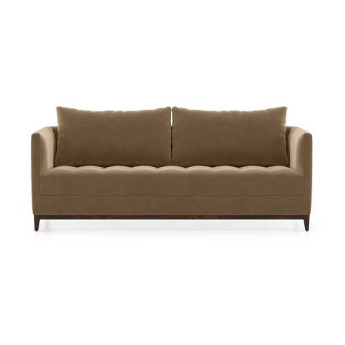 كنبة مقعدين خشب سويدي ومخمل - بيج - Two-Seater Sofa Swedish Wood and Velvet - Beige

