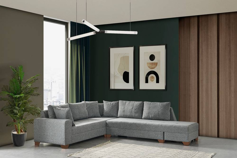 كنبة زاوية رمادية اللون - أفضل اختيار لراحة منزلك - Gray Corner Sofa - Your Best Choice for Home Comfort
