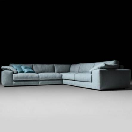 كنبة زاوية رمادية من كتان بخشب سويدي - Gray Linen Corner Sofa with Swedish Wood
