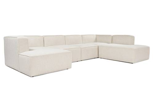 كنب ركني كلاسيكي منخفض الارتفاع على شكل حرف U متعدد الألوان - Low-Profile U-Shaped Classic Sectional Sofa
