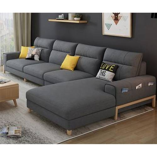 كنبة زاوية حرف L - رمادي, L-Shaped Corner Sofa - Grey