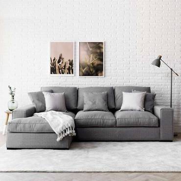 كنبة زاوية حرف L - رمادي - L-Shape Corner Sofa - Grey
