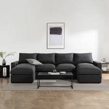 كنبة دائرية خشب سويدي و كتان - رمادي - Swedish wood and linen round sofa - Gray
