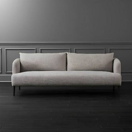 كنبة مقعدين خشب سويدي وكتان بيج - Beige Linen Swedish Wood Two Seater Sofa
