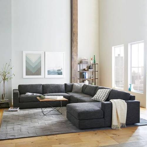 كنبة دائرية كتان و سويدي - رمادي Round Linen and Suede Circular Sofa - Grey
