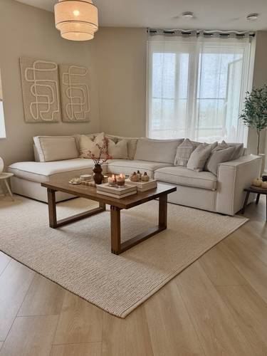 كنبة زاوية عصرية بلون بيج فاتح Contemporary Light Beige Sectional 