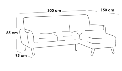 كنبة زاوية كتان بيج - Beige Linen Corner Sofa
