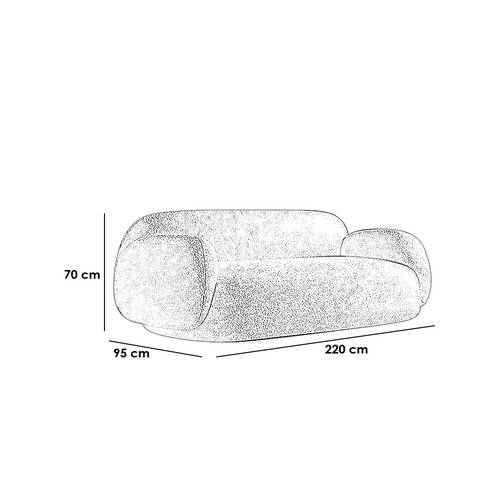 كنبة بثلاثة مقاعد خشب سويدي وبوكليه - ابيض - Three-Seater Sofa, Swedish Wood and Boucle - White
