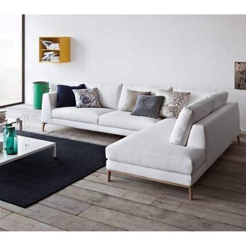 كنبة زاوية حرف L - أبيض - L-Shaped Corner Sofa - White
