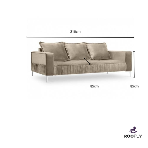 Luxury Beige Velvet Sofa - كنبة مخملية فاخرة باللون البيج
