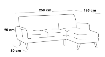 كنبة زاوية حرف L - رمادي, L-Shaped Corner Sofa - Grey

