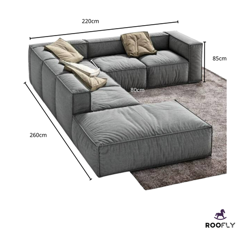 كنبة زاوية رمادية اللون للراحة والجمال - Gray Corner Sofa for Comfort and Beauty

