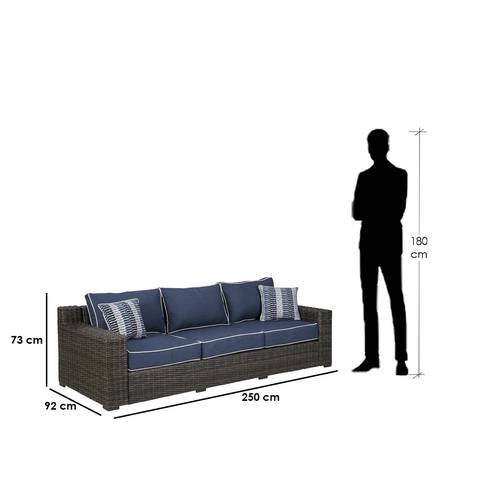 كنبة ثلاث مقاعد ويكر - بني غامق - Three Seater Wicker Sofa - Dark Brown