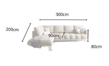 كنبة مخمل بيج بخشب سويدي - Beige Velvet Sofa with Swedish Wood