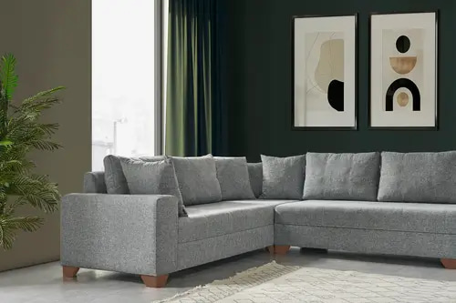 كنبة زاوية رمادية اللون - أفضل اختيار لراحة منزلك - Gray Corner Sofa - Your Best Choice for Home Comfort

