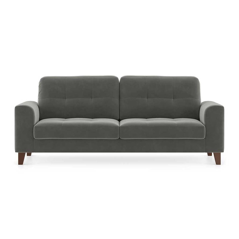 كنبة مقعدين خشب سويدي ومخمل - رمادي, Swedish Wood and Velvet Two-Seat Sofa - Gray
