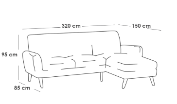 كنبة زاوية - خشب سويدي - أزرق - Blue Swedish Wood Corner Sofa