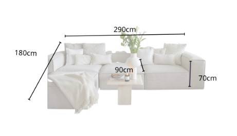 كنبة مخمل أوف وايت بخشب سويدي - Off White Velvet Sofa with Swedish Wood