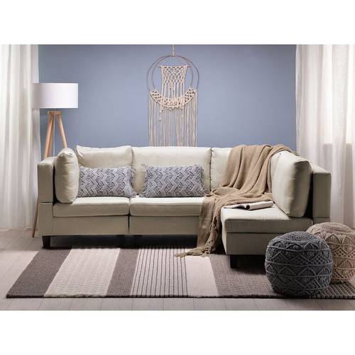 كنبة زاوية كتان بيج - Beige Linen Corner Sofa
