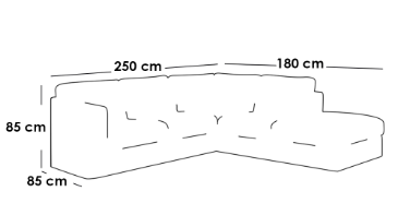 كنبة زاوية حرف L - رمادي, L-Shaped Corner Sofa - Gray
