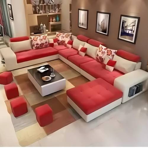 Stylish U-shaped Fabric Corner Sofa - كنب ركني قماش أنيق على شكل حرف U
