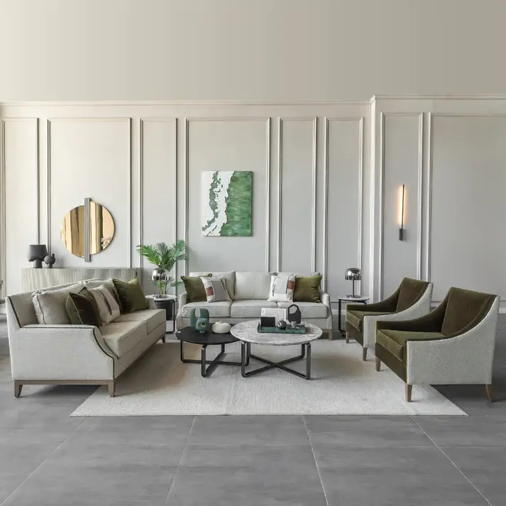 Modern 4-Piece Living Room Grid Sofa Set - طقم كنب جريد مودرن فاخر 4 قطع
