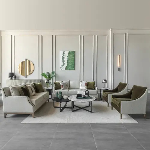 Modern 4-Piece Living Room Grid Sofa Set - طقم كنب جريد مودرن فاخر 4 قطع
