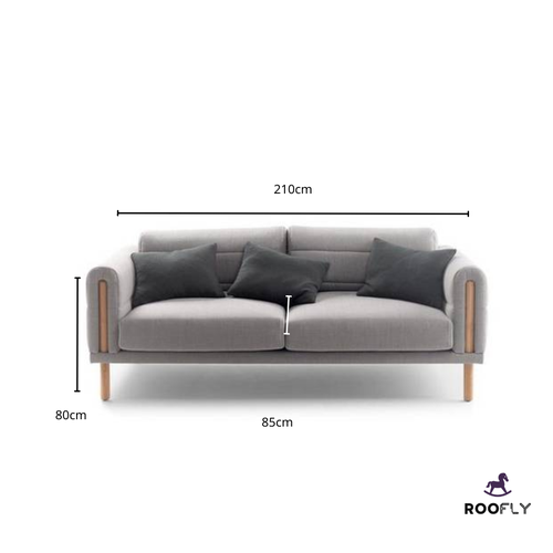 Stylish Gray Sofa with Swedish Wood - كنبة رمادية أنيقة مع خشب سويدي

