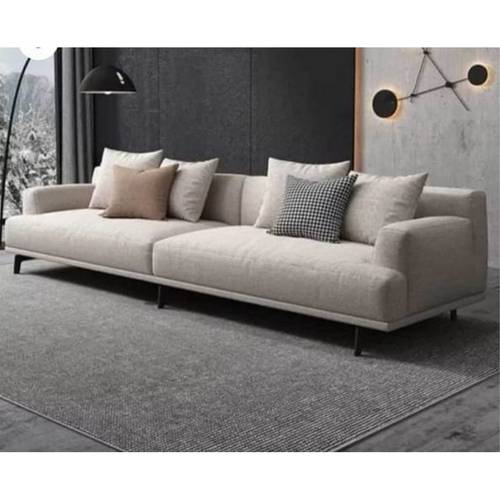 كنبة ثلاث مقاعد خشب سويدي وكتان - بيج - Three-Seat Sofa, Swedish Wood and Linen - Beige