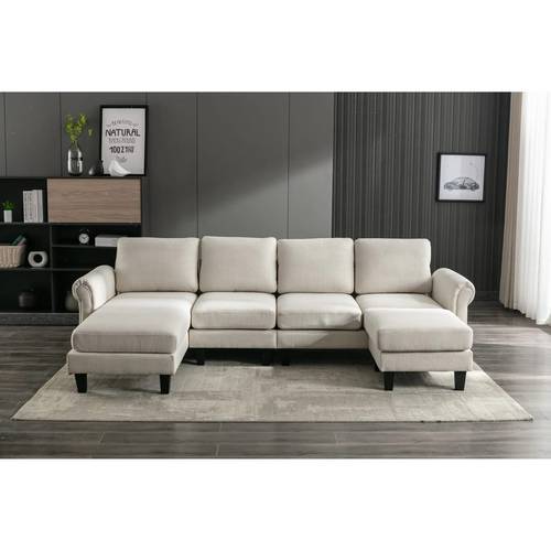 كنبة زاوية حرف U - اوف وايت - U-Shaped Sectional Sofa - Off White
