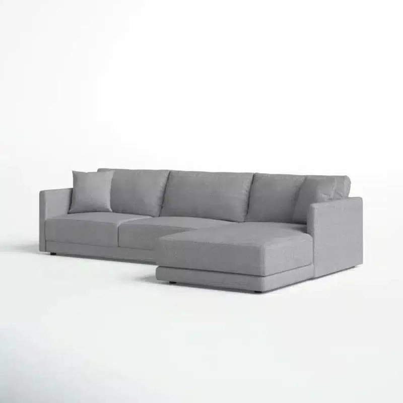 كنب ركني عصري زاوية يمين منخفض الارتفاع على شكل حرف L رمادي - Modern Low Profile Right Corner L-Shaped Sectional Sofa - Gray
