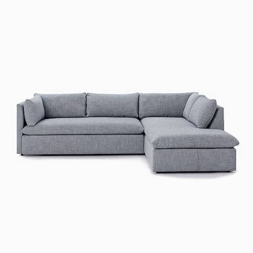 كنبة زاوية خشب سويدي وكتان - رمادي / Swedish Wood and Linen Corner Sofa - Grey
