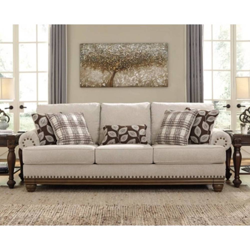 كنبة ثلاث مقاعد قماش - بيج - Beige Fabric Three-Seater Sofa
