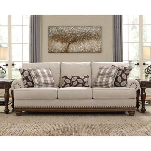 كنبة ثلاث مقاعد قماش - بيج - Beige Fabric Three-Seater Sofa
