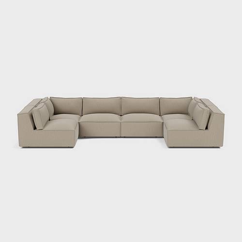 U-Shaped Corner Sofa - Beige - كنبة زاوية حرف U - بيج
