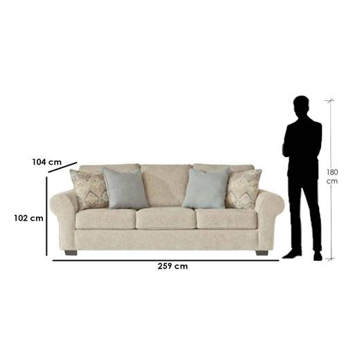 كنبة ثلاث مقاعد قماش - بيج - Beige Fabric Three-Seater Sofa
