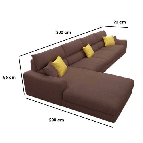كنبة زاوية خشب سويدي وشانيل - بني, Swedish wood and chenille corner sofa - brown
