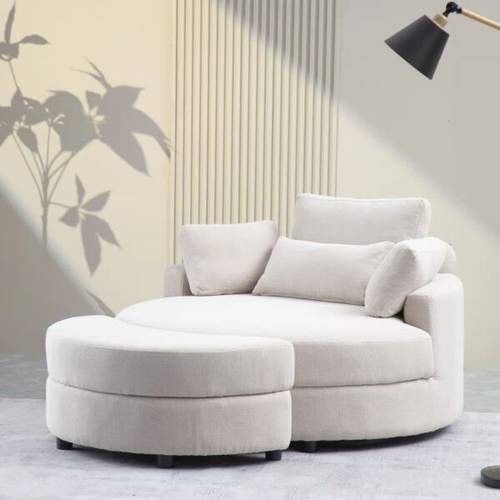 كنبة دائرية عصرية مع مسند قدم - Modern Round Sofa with Footrest