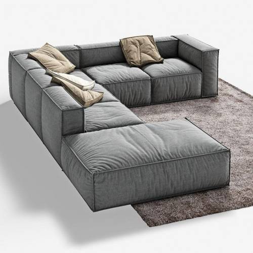 كنبة زاوية رمادية اللون للراحة والجمال - Gray Corner Sofa for Comfort and Beauty
