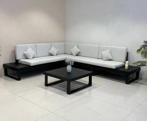 Astra Modern Corner Outdoor Seating Set - Creamy White