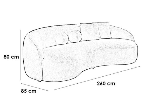 كنبة 4 مقاعد خشب سويدي وحديد مع قماش بوكليه - اوف وايت - 4 Seater Sofa Swedish Wood and Iron with Boucle Fabric - Off White
