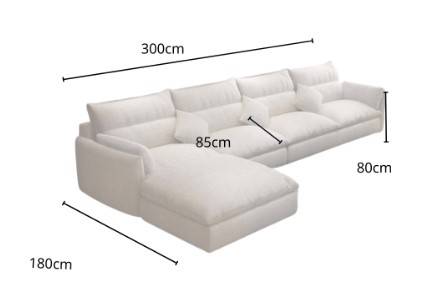 كنبة كتان بيج بخشب سويدي - Beige Linen Sofa with Swedish Wood
