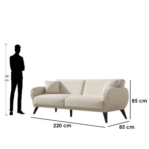 كنبة ثلاث مقاعد خشب سويدي - بيج, Three-Seater Sofa Swedish Wood - Beige
