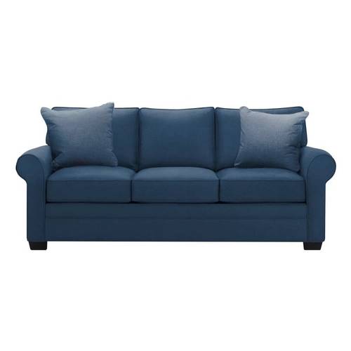 كنبة ثلاثة مقاعد خشب سويدي و كتان - ازرق - Three-Seater Sofa Swedish Wood and Linen - Blue
