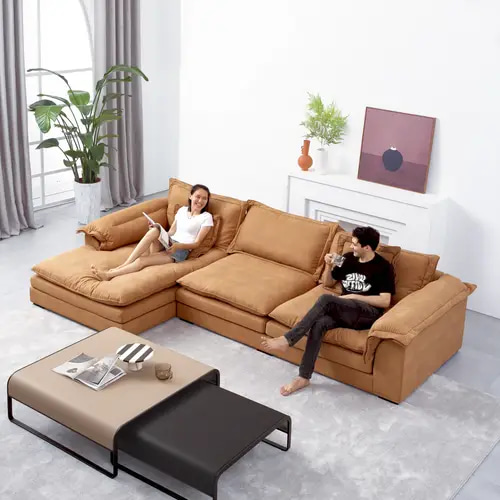 Convertible L-Shape Velvet Sectional Sofa - كنب ركني زاوية عصري مخملي قابل للتغير على شكل L