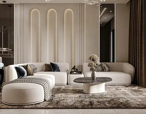ركنة مودرن فاخرة بتصميم منحني - Luxury Modern Curved Sectional Sofa