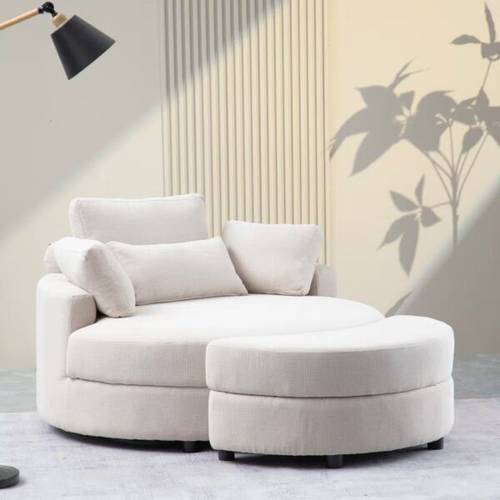 كنبة دائرية عصرية مع مسند قدم - Modern Round Sofa with Footrest